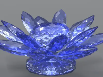  Glass Flower Showpiece Blue Low-poly 3D model