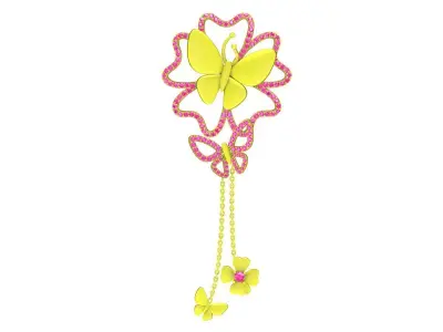 A6850 Luxury Diamond Butterfly and Flower Women Pendant Necklace 3D print model