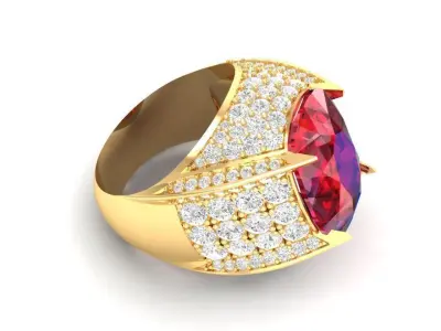 Luxury Ruby and Diamond Statement Ring for Men 184 3D print model
