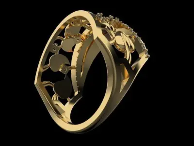 beautiful ring with leaves 3D print model