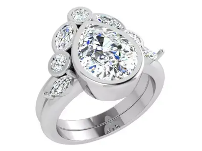 Pear Cut Diamond Ring 3923 3D print model
