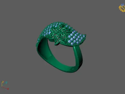 STL 3DM Women Ring Womens Ring Diamonds With Stone Model 3D print model