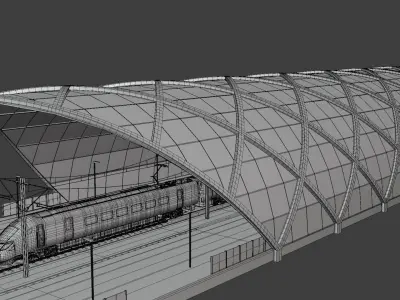 Station with Azuma train 3D model