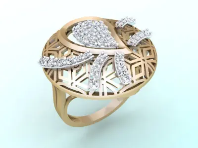  Mesh flower ring - Italian rings - Womens Rings - N6340 3D print model