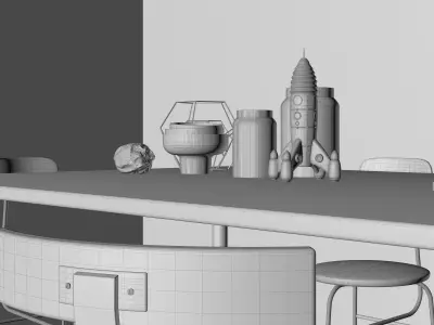Black interior scene 3D model