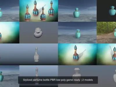 Stylized perfume bottle PBR low-poly game ready 3D Model Pack