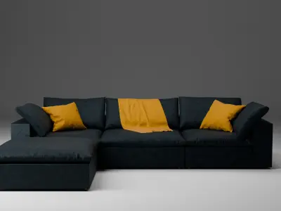 Cloud Modular Sofa 3D Model Ultra-Comfort 3-Piece plus Ottoman 3D model