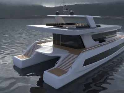 Luxury Solar Catamaran 3D model