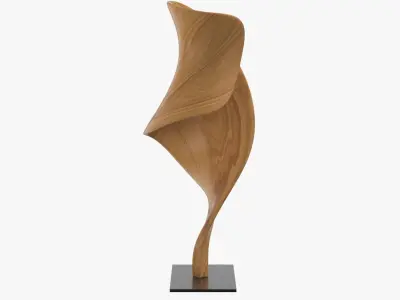 Hissa Sculpture Natural Teak Wood Black Iron 8inW 3D model
