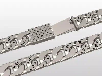louis vuitton LV cuban chain with box lock  3D print model