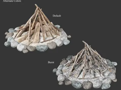 Medieval Decoration Campfires Low-poly 3D model