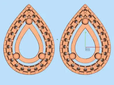 AV 325 Diamond Halo Style Ladies Teardrop Stud Earrings 3D print model