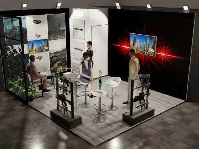 4 in 1 exhibition design 3D model