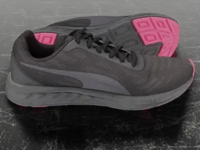 PUMA 3D SHOES - BLACK - PINK Low-poly 3D model