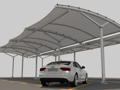 Open Car Parking  Tent 3D model