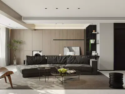 Modern living room dining room interior scenes 225 3D model