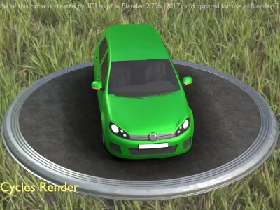 City Car 41 Compact Class Type-C Green Low-poly 3D model