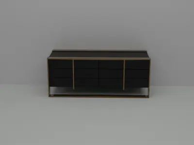Bronzegold Black Luxorius Dresser Cabinet Wide Low-poly 3D model