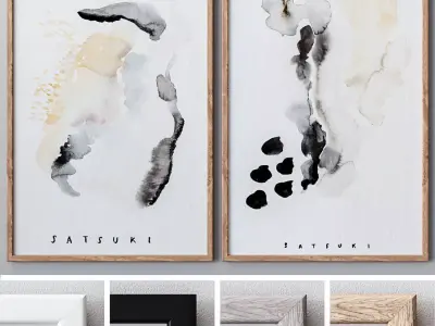 Set of large wall paintings 474 3D model