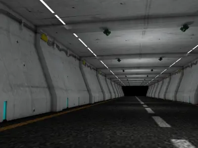 Road tunnel scene Low-poly 3D model
