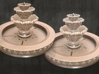 Fountains two Low-poly 3D model