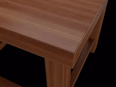 Modern Walnut Engineered Wooden Square Table  PBR Textures Ready Low-poly 3D model