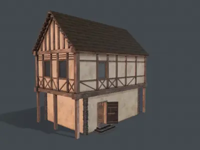 Medieval house Free low-poly 3D model 5