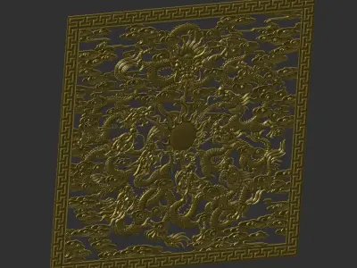 dragons metal plate with pattern 3D print model