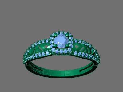 Womens Rings With Stone Ring Ready STL 3DM Models Rings women 3D print model 14