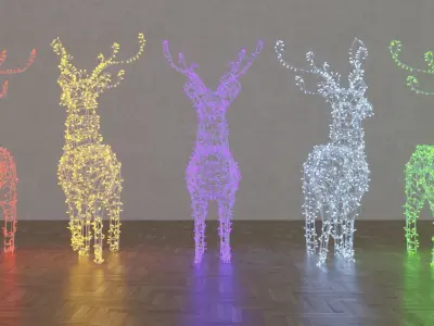 Christmas Deer Decor Decoration Colored 3D model