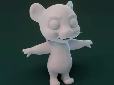 Cartoon Tiger Rigged Base Mesh 3D Model Low-poly 3D model