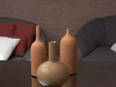 deciration living room with three vases on table Free 3D print model