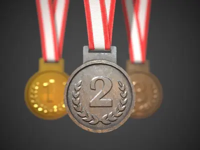 Olympic Medals Sport Competition Medals Low-poly 3D model