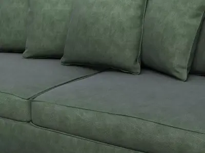 Modern Green Velvet Sofa 3D Model 3D model