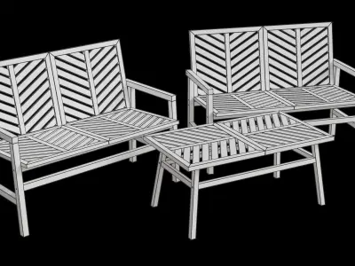 Outdoor Loveseat Chat Set 3D model