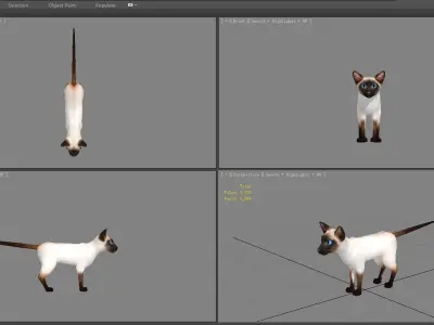 Cartoon siamese cat Low-poly 3D model