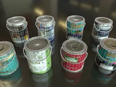 Old Paint Cans Low-poly 3D model