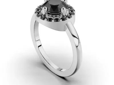 Women ring with a round stone 3D print model