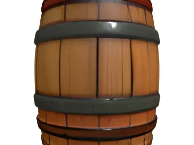 Rustic Wooden Storage Barrel Low-poly 3D model