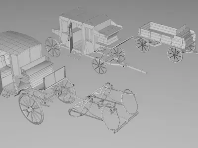 3 Carriage Collection - Game Ready 3D model