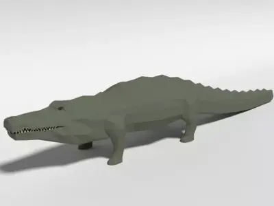 Low Poly Cartoon Crocodile Low-poly 3D model