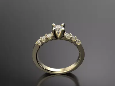 Ring with gems 3D print model