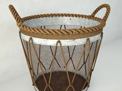 Assorted Metal Burlap Basket 3D model