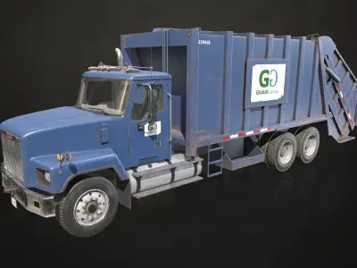 Classic Garbage Truck Low-poly 3D model