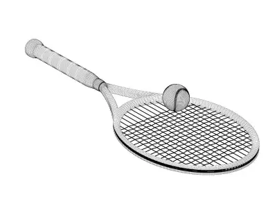 Tennis Racket and Ball 3D model