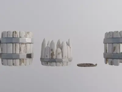 Stylized Low Poly Barrel Pack - Game Ready - 4 Unique Props Low-poly 3D model