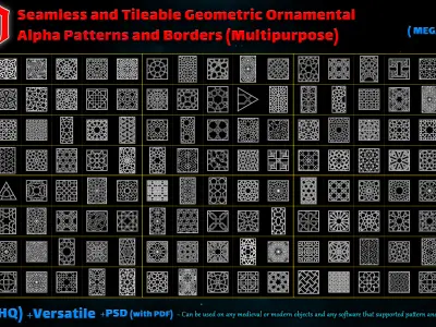 600 Tileable Geometric Ornamental Alpha Patterns - Vol 3 Texture