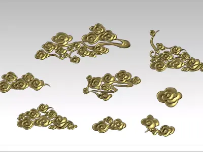 Cloud sculpture relief flower  3D printing decoration ZB brush 3D print model