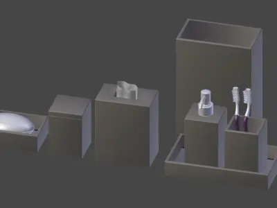 Bathroom Set two toothbrushes in box 3D model