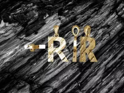 R Letter Alphabet Wooden Texture Pendant 3D Print Model 3D print model